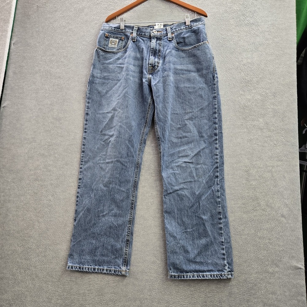 Cinch Men Jeans 34X30 Blue Denim White Label Relaxed Logo MB92834 29" Inseam